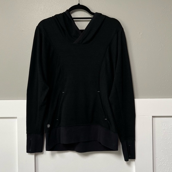 Athleta No Sweatin’ It Pullover Hoodie Sweatshirt in Black - Picture 1 of 4